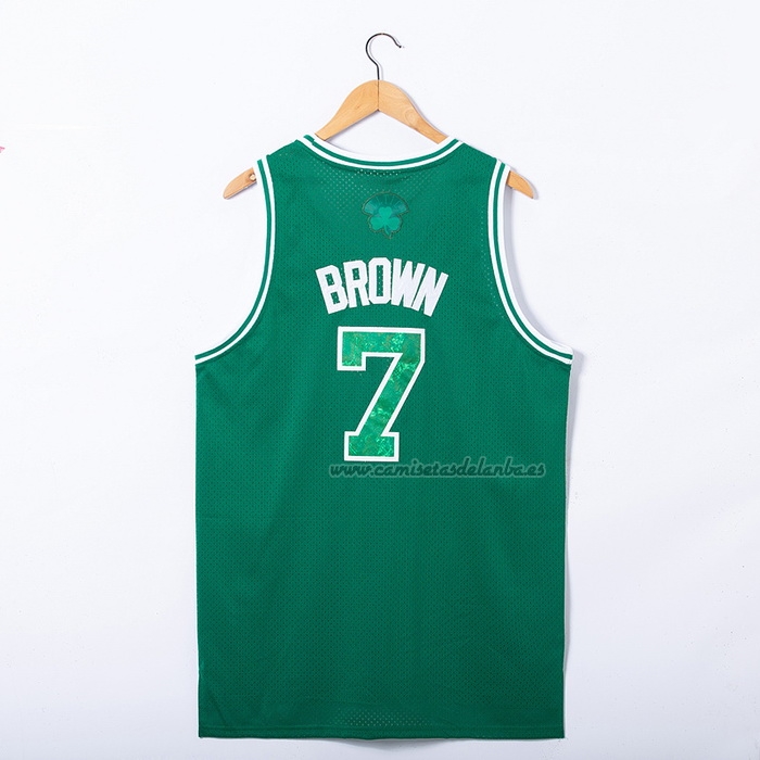 Camiseta Boston Celtics Jaylen Brown NO 7 Snakeskin Hardwood Classics 2021 Verde